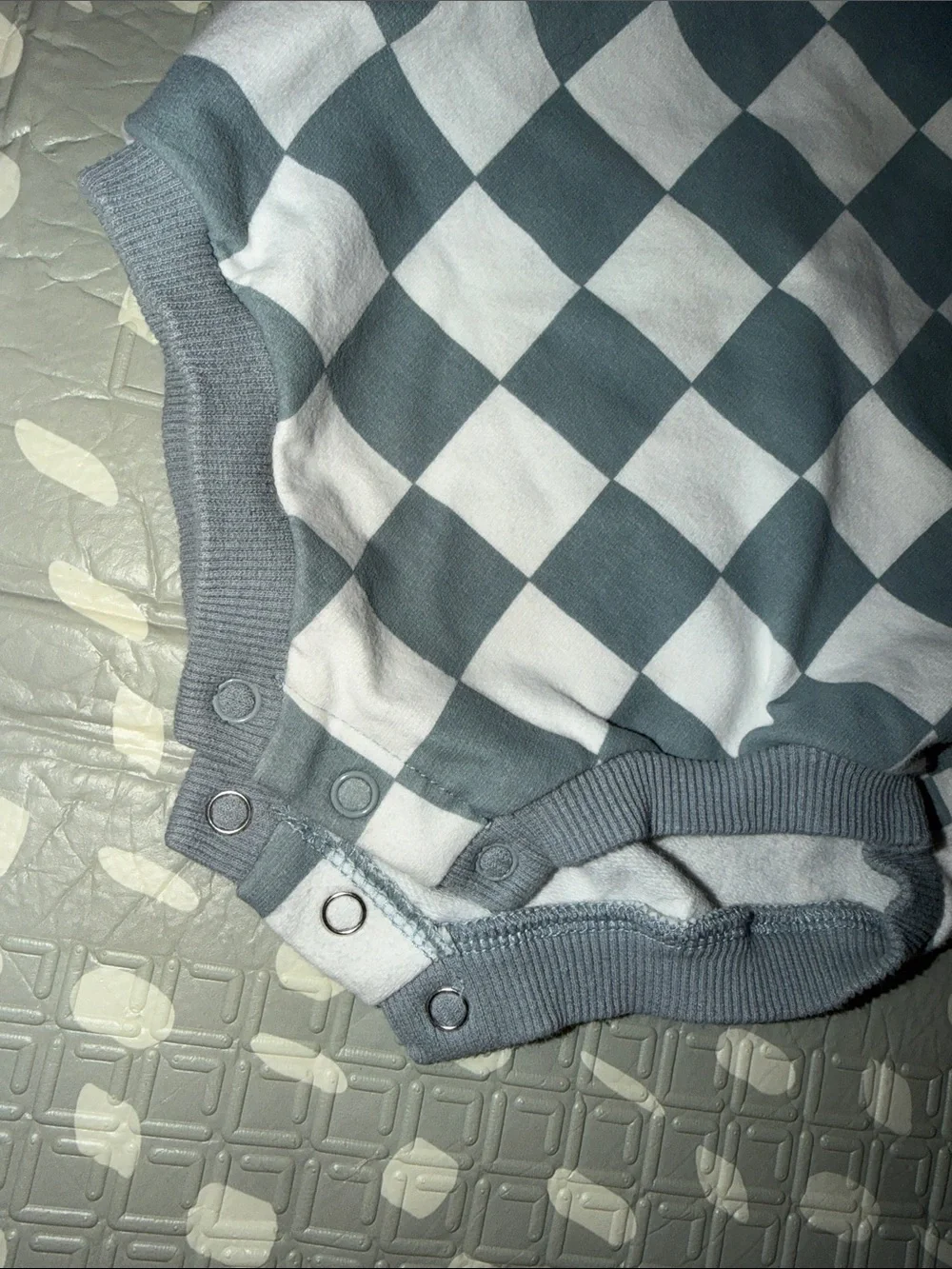 Boho and Baby Slate Blue & White Baby One-Piece Sweater Checker Bodysuit